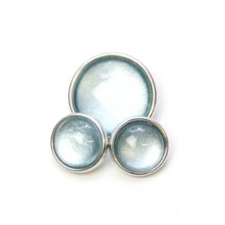 Druckknopf handbemalt in uni Farben hellblau metallic für Druckknopfschmuck