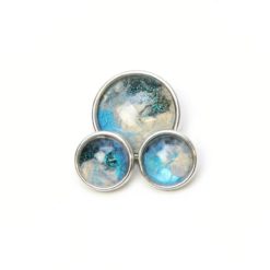 Druckknopf handbemalt Planet Erde in blau und beige mit Glitzer für Druckknopfschmuck Druckknopf handbemalt Planet Erde in blau und beige mit Glitzer für Druckknopfschmuck
