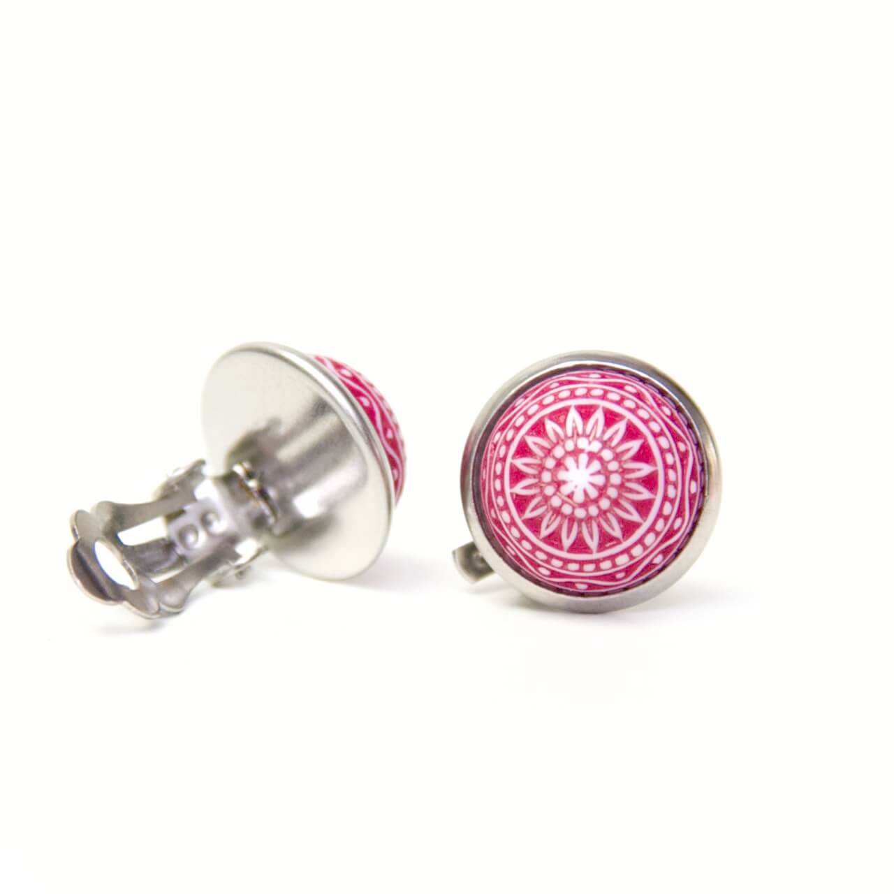 Mosaik Mandala Clipse in Himbeere Pink 12mm – Edelstahl Mosaik Mandala Clipse in Himbeere Pink 12mm - Edelstahl
