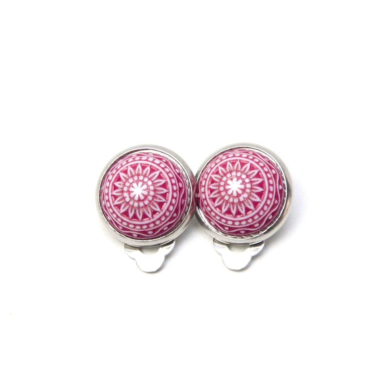 Mosaik Mandala Clipse in Himbeere Pink 12mm – Edelstahl Mosaik Mandala Clipse in Himbeere Pink 12mm - Edelstahl