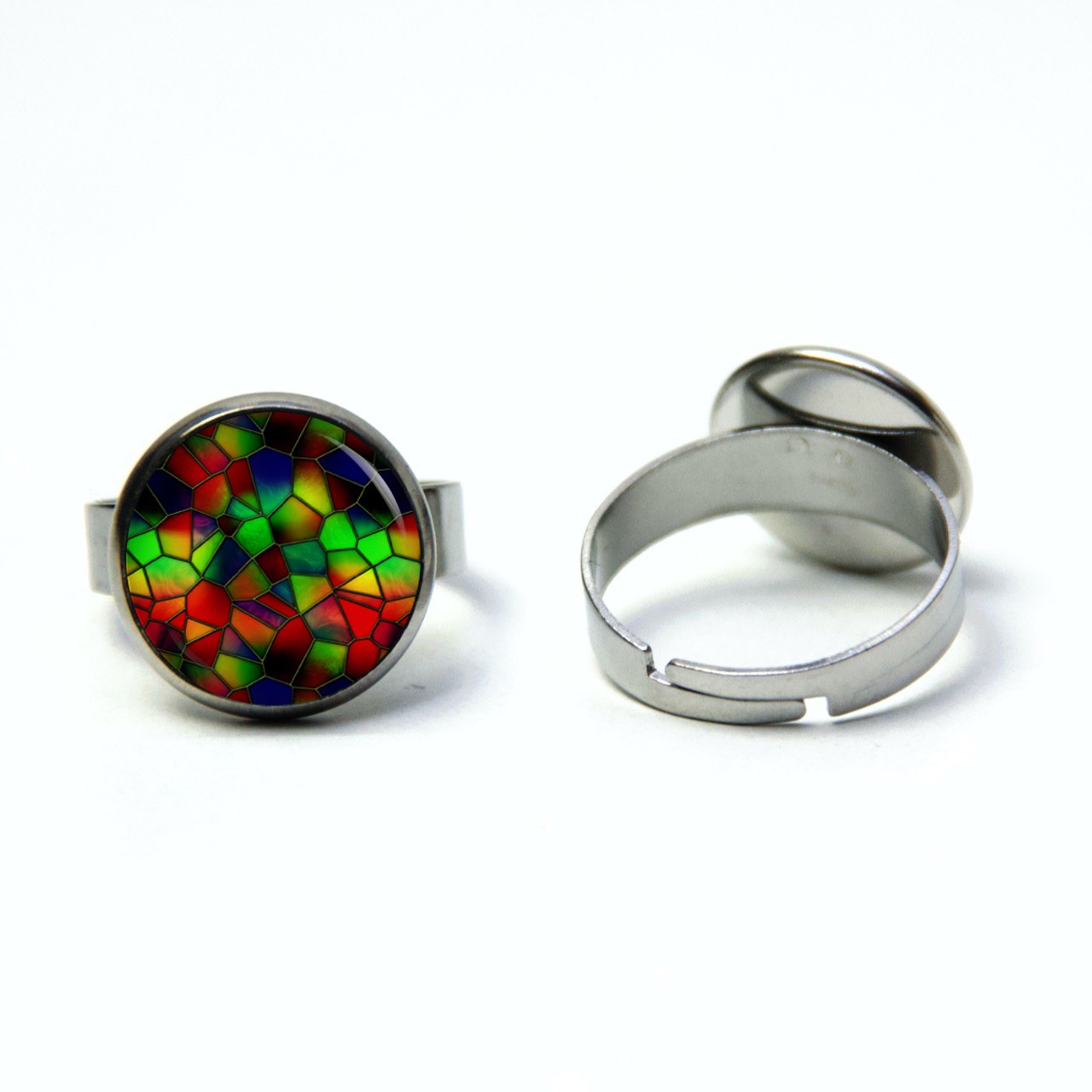 Edelstahl Ring Mosaik Glasmosaik Muster kunterbunt – verschiedene Größen Edelstahl Ring Mosaik Glasmosaik Muster kunterbunt - verschiedene Größen