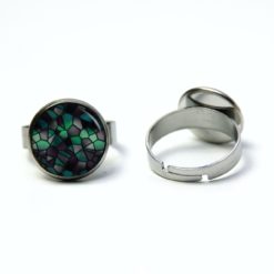 Edelstahl Ring Mosaik Glasmosaik Muster emerald schwarz grün – verschiedene Größen Edelstahl Ring Mosaik Glasmosaik Muster emerald schwarz grün - verschiedene Größen