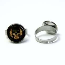Edelstahl Ring Totenkopf mit grünem Haar – verschiedene Größen Edelstahl Ring Totenkopf mit grünem Haar - verschiedene Größen