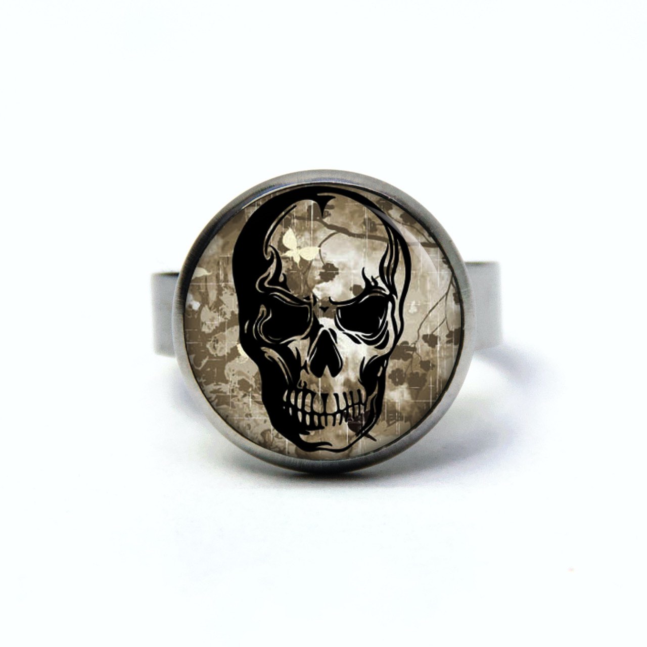 Edelstahl Ring großer Totenkopf grau schwarz – verschiedene Größen Edelstahl Ring großer Totenkopf grau schwarz - verschiedene Größen