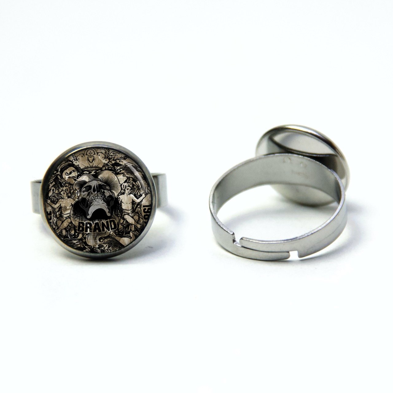 Edelstahl Ring schwebender Totenkopf – verschiedene Größen Edelstahl Ring schwebender Totenkopf - verschiedene Größen