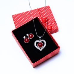 Druckknopf Set Herz Glitzer Anhänger mit Kette und Ohrringe – Geschenk Muttertag Druckknopf Set Herz Glitzer Anhänger mit Kette und Ohrringe - Geschenk Muttertag