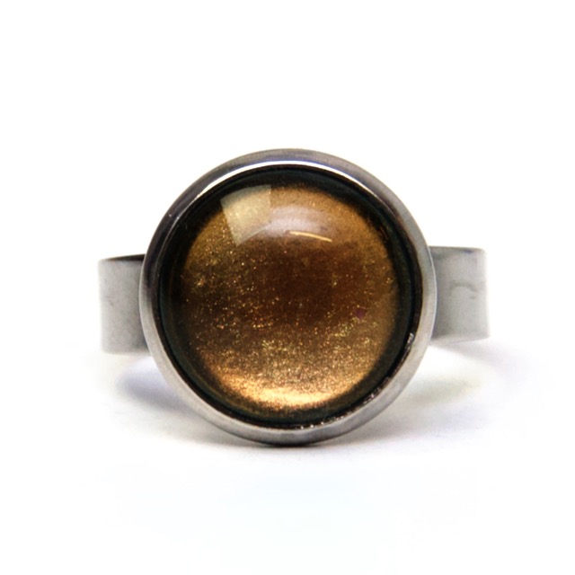 Edelstahl Ring handbemalt Chamäleon gold blau – verschiedene Größen Edelstahl Ring handbemalt Chamäleon gold blau - verschiedene Größen