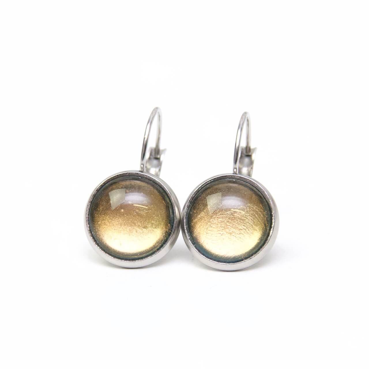 Ohrstecker, Ohrhänger, Clipse & Druckknopf – handbemalt Chamäleon gold grün blau schimmernd – Schmuck aus Edelstahl Ohrstecker, Ohrhänger, Clipse & Druckknopf – handbemalt Chamäleon gold grün blau schimmernd – Schmuck aus Edelstahl