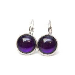 Ohrstecker, Ohrhänger, Clipse & Druckknopf – handbemalt dunkel violett schimmernd – Schmuck aus Edelstahl