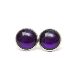 Ohrstecker, Ohrhänger, Clipse & Druckknopf – handbemalt dunkel violett schimmernd – Schmuck aus Edelstahl
