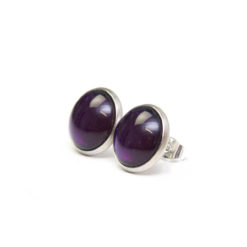 Ohrstecker, Ohrhänger, Clipse & Druckknopf – handbemalt dunkel violett schimmernd – Schmuck aus Edelstahl
