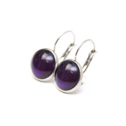 Ohrstecker, Ohrhänger, Clipse & Druckknopf – handbemalt dunkel violett schimmernd – Schmuck aus Edelstahl