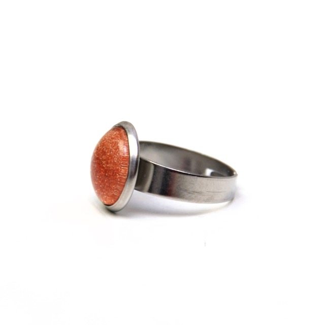 Edelstahl Ring handbemalt gold braun glitzernd – verschiedene Größen Edelstahl Ring handbemalt gold braun glitzernd - verschiedene Größen