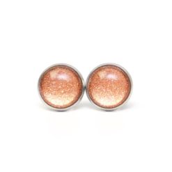 Ohrstecker, Ohrhänger, Clipse & Druckknopf – handbemalt gold braun glitzernd – Schmuck aus Edelstahl