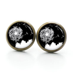 Ohrstecker, Ohrhänger, Clipse & Druckknopf – Motiv große Pusteblume schwarz weiß – Schmuck aus Edelstahl Ohrstecker, Ohrhänger, Clipse & Druckknopf – Motiv große Pusteblume schwarz weiß – Schmuck aus Edelstahl