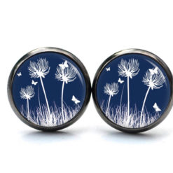 Ohrstecker, Ohrhänger, Clipse & Druckknopf – Motiv Pusteblume Nachtblau – Schmuck aus Edelstahl Ohrstecker, Ohrhänger, Clipse & Druckknopf – Motiv Pusteblume Nachtblau – Schmuck aus Edelstahl