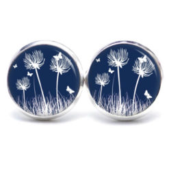 Ohrstecker, Ohrhänger, Clipse & Druckknopf – Motiv Pusteblume Nachtblau – Schmuck aus Edelstahl