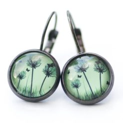 Ohrstecker, Ohrhänger, Clipse & Druckknopf – Motiv Pusteblume grün – Schmuck aus Edelstahl
