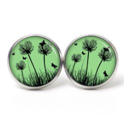Ohrstecker, Ohrhänger, Clipse & Druckknopf – Motiv Pusteblume grün – Schmuck aus Edelstahl Ohrstecker, Ohrhänger, Clipse & Druckknopf – Motiv Pusteblume grün – Schmuck aus Edelstahl