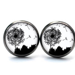 Ohrstecker, Ohrhänger, Clipse & Druckknopf – Motiv Pusteblume schwarz weiß – Schmuck aus Edelstahl Ohrstecker, Ohrhänger, Clipse & Druckknopf – Motiv Pusteblume schwarz weiß – Schmuck aus Edelstahl