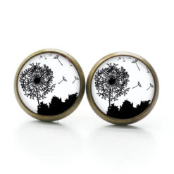 Ohrstecker, Ohrhänger, Clipse & Druckknopf – Motiv Pusteblume schwarz weiß – Schmuck aus Edelstahl Ohrstecker, Ohrhänger, Clipse & Druckknopf – Motiv Pusteblume schwarz weiß – Schmuck aus Edelstahl