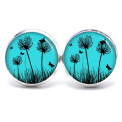 Ohrstecker, Ohrhänger, Clipse & Druckknopf – Motiv Pusteblume türkis – Schmuck aus Edelstahl