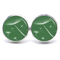 Ohrstecker, Ohrhänger, Clipse & Druckknopf – Motiv zarte Pusteblume Dunkelgrün – Schmuck aus Edelstahl