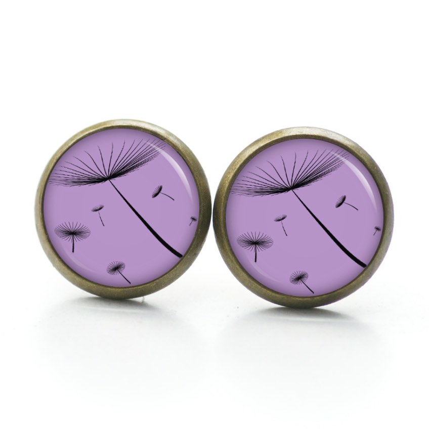 Ohrstecker, Ohrhänger, Clipse & Druckknopf – Motiv zarte Pusteblume lila – Schmuck aus Edelstahl Ohrstecker, Ohrhänger, Clipse & Druckknopf – Motiv zarte Pusteblume lila – Schmuck aus Edelstahl