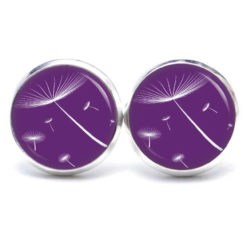 Ohrstecker, Ohrhänger, Clipse & Druckknopf – Motiv zarte Pusteblume violett – Schmuck aus Edelstahl