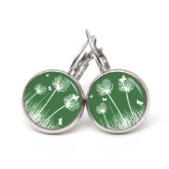 Ohrstecker, Ohrhänger, Clipse & Druckknopf – Motiv Pusteblume dunkelgrün – Schmuck aus Edelstahl Ohrstecker, Ohrhänger, Clipse & Druckknopf – Motiv Pusteblume dunkelgrün – Schmuck aus Edelstahl