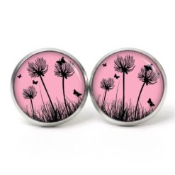 Ohrstecker, Ohrhänger, Clipse & Druckknopf – Motiv Pusteblume rosa – Schmuck aus Edelstahl