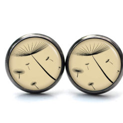 Ohrstecker, Ohrhänger, Clipse & Druckknopf – Motiv zarte Pusteblume beige – Schmuck aus Edelstahl