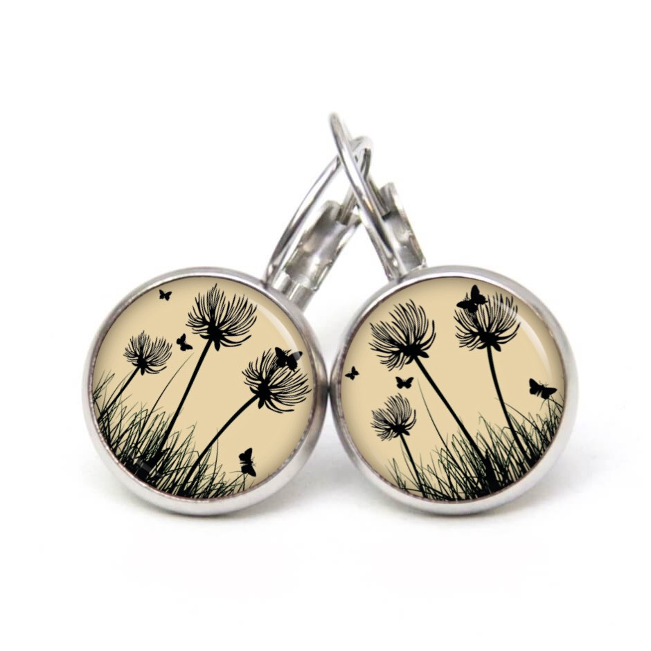 Ohrstecker, Ohrhänger, Clipse & Druckknopf – Motiv Pusteblume beige – Schmuck aus Edelstahl Ohrstecker, Ohrhänger, Clipse & Druckknopf – Motiv Pusteblume beige – Schmuck aus Edelstahl