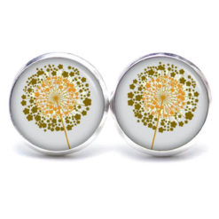 Ohrstecker, Ohrhänger, Clipse & Druckknopf – Motiv goldene Pusteblume grau – Schmuck aus Edelstahl