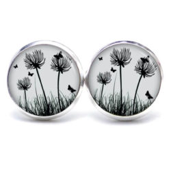 Ohrstecker, Ohrhänger, Clipse & Druckknopf – Motiv Pusteblume grau – Schmuck aus Edelstahl