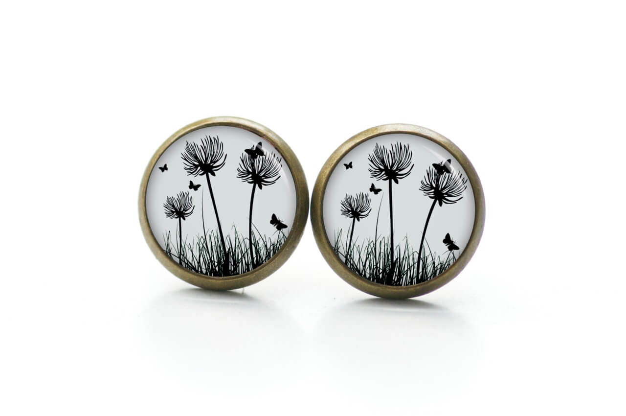 Ohrstecker, Ohrhänger, Clipse & Druckknopf – Motiv Pusteblume grau – Schmuck aus Edelstahl Ohrstecker, Ohrhänger, Clipse & Druckknopf – Motiv Pusteblume grau – Schmuck aus Edelstahl