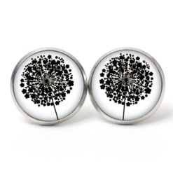Ohrstecker, Ohrhänger, Clipse & Druckknopf – Motiv große Pusteblume weiß – Schmuck aus Edelstahl