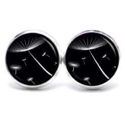Ohrstecker, Ohrhänger, Clipse & Druckknopf – Motiv zarte Pusteblume schwarz weiß – Schmuck aus Edelstahl Ohrstecker, Ohrhänger, Clipse & Druckknopf – Motiv zarte Pusteblume schwarz weiß – Schmuck aus Edelstahl
