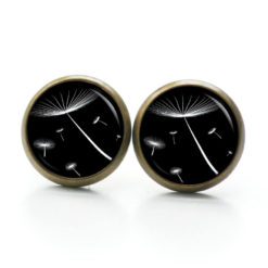 Ohrstecker, Ohrhänger, Clipse & Druckknopf – Motiv zarte Pusteblume schwarz weiß – Schmuck aus Edelstahl Ohrstecker, Ohrhänger, Clipse & Druckknopf – Motiv zarte Pusteblume schwarz weiß – Schmuck aus Edelstahl