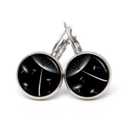 Ohrstecker, Ohrhänger, Clipse & Druckknopf – Motiv zarte Pusteblume schwarz weiß – Schmuck aus Edelstahl Ohrstecker, Ohrhänger, Clipse & Druckknopf – Motiv zarte Pusteblume schwarz weiß – Schmuck aus Edelstahl