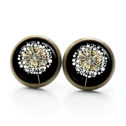 Ohrstecker, Ohrhänger, Clipse & Druckknopf – Motiv goldene Pusteblume schwarz – Schmuck aus Edelstahl Ohrstecker, Ohrhänger, Clipse & Druckknopf – Motiv goldene Pusteblume schwarz – Schmuck aus Edelstahl