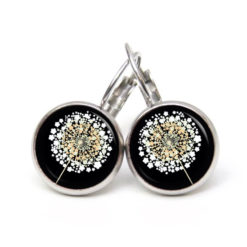 Ohrstecker, Ohrhänger, Clipse & Druckknopf – Motiv goldene Pusteblume schwarz – Schmuck aus Edelstahl Ohrstecker, Ohrhänger, Clipse & Druckknopf – Motiv goldene Pusteblume schwarz – Schmuck aus Edelstahl