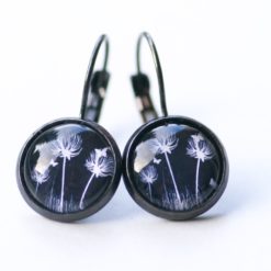 Ohrstecker, Ohrhänger, Clipse & Druckknopf – Motiv Pusteblume schwarz weiß – Schmuck aus Edelstahl Ohrstecker, Ohrhänger, Clipse & Druckknopf – Motiv Pusteblume schwarz weiß – Schmuck aus Edelstahl