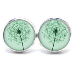 Ohrstecker, Ohrhänger, Clipse & Druckknopf – Motiv zarte Pusteblume grün – Schmuck aus Edelstahl