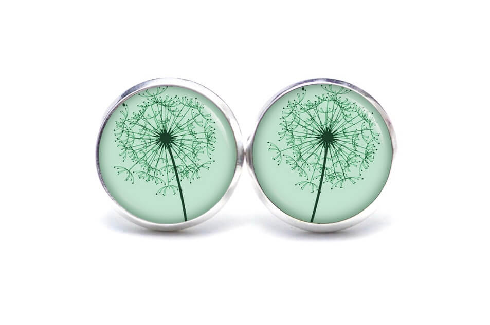 Ohrstecker, Ohrhänger, Clipse & Druckknopf – Motiv Zarte Pusteblume grün – Schmuck aus Edelstahl Ohrstecker, Ohrhänger, Clipse & Druckknopf – Motiv Zarte Pusteblume grün – Schmuck aus Edelstahl
