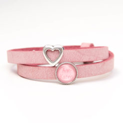 Personalisiertes Lederarmband mit 1 Wunsch Namen und Herz - Geschenkidee - Just Trisha