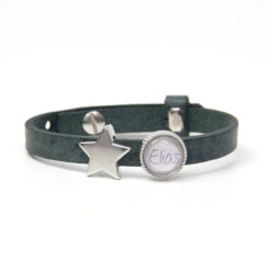 Personalisiertes Lederarmband mit Stern und Wunschtext - Geschenkidee - Just Trisha