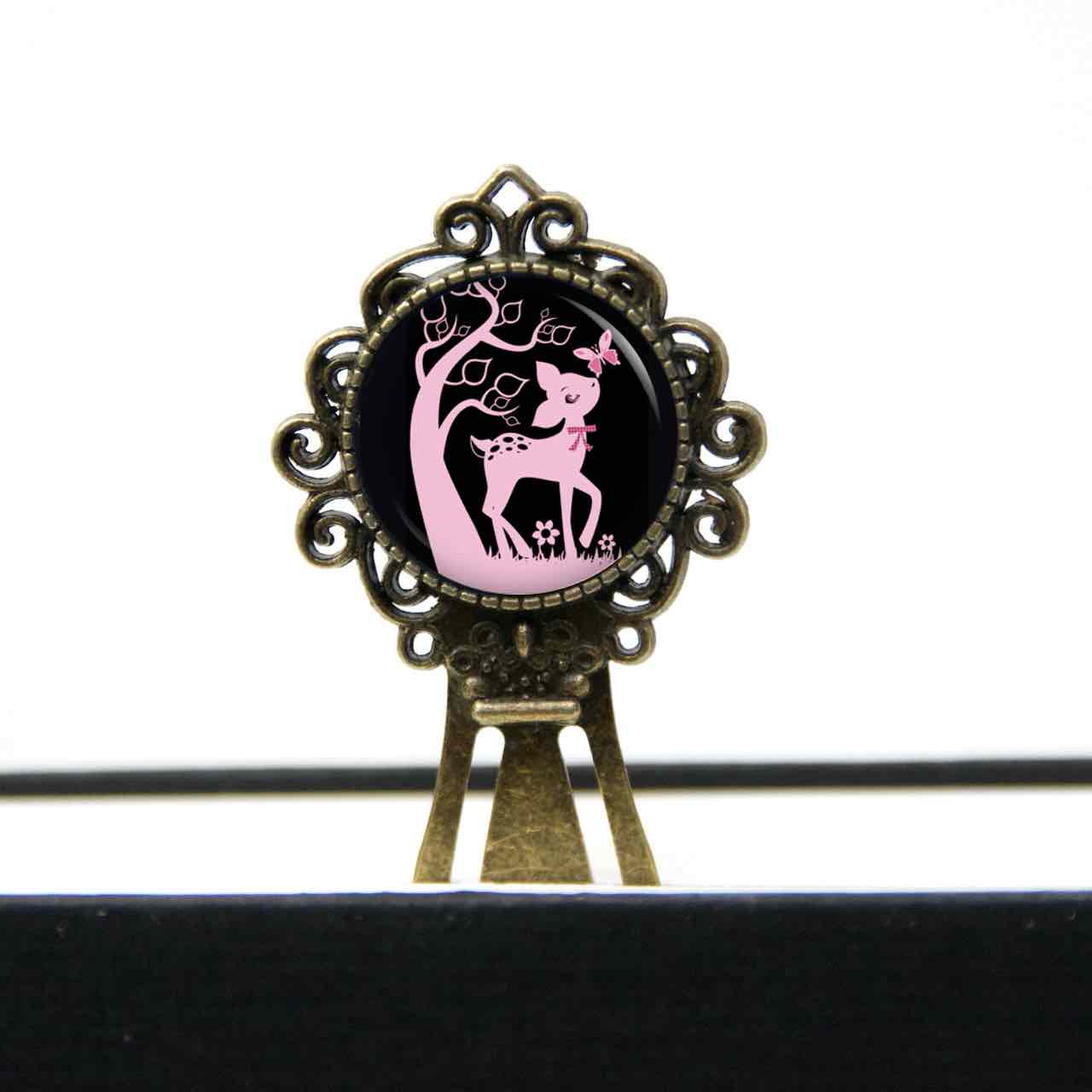 Lesezeichen Klammer Reh Rehkitz Bambi schwarz rosa Lesezeichen Klammer Reh Rehkitz Bambi schwarz rosa