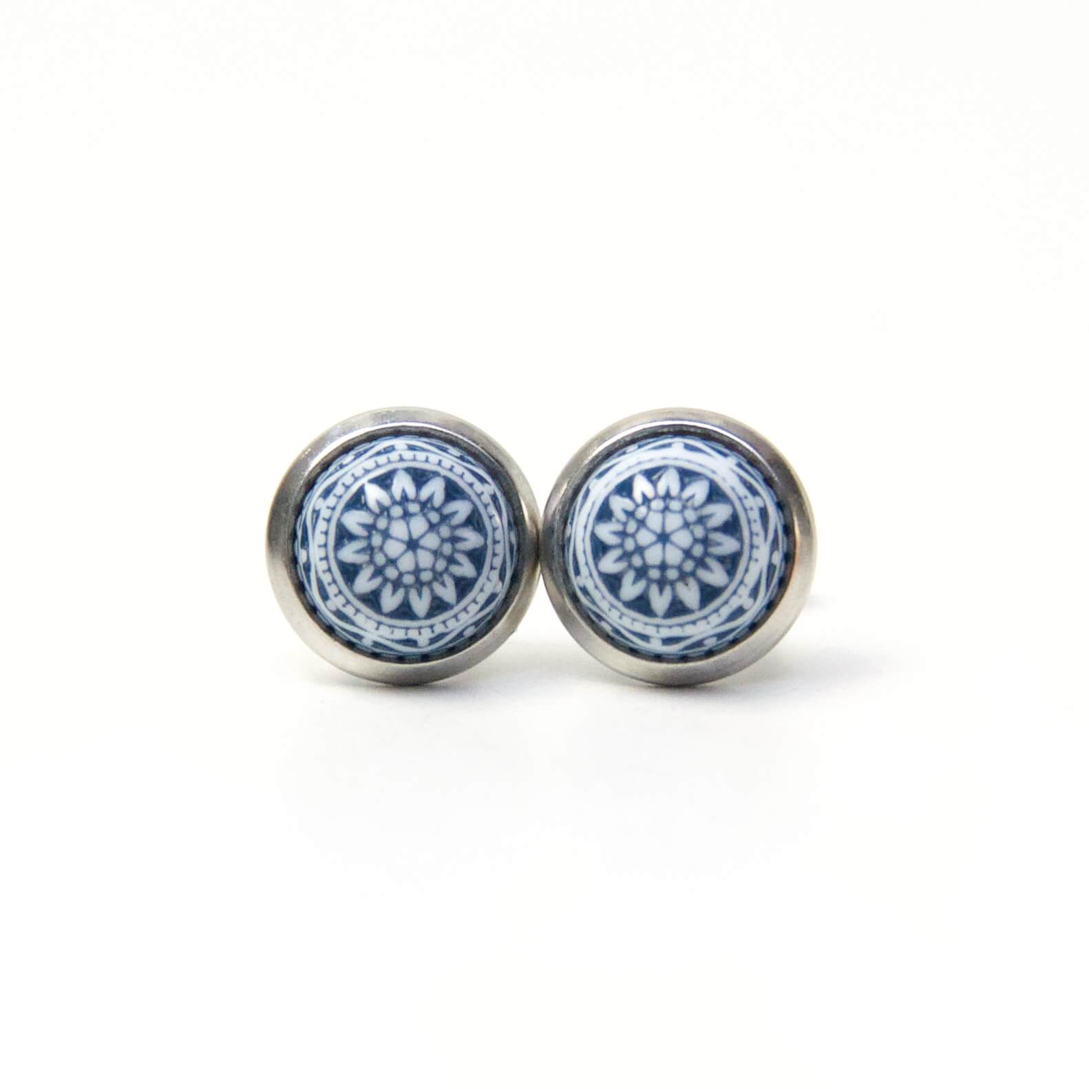 Mosaik Mandala Ohrstecker Clipse Ohrhänger in blau 8mm Mosaik Mandala Ohrstecker Clipse Ohrhänger in blau 8mm