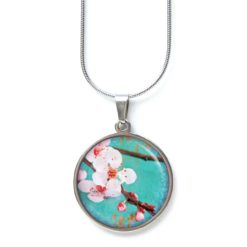 Türkise Kirschblüten Kette aus Edelstahl – handgemachte Halskette | Just Trisha